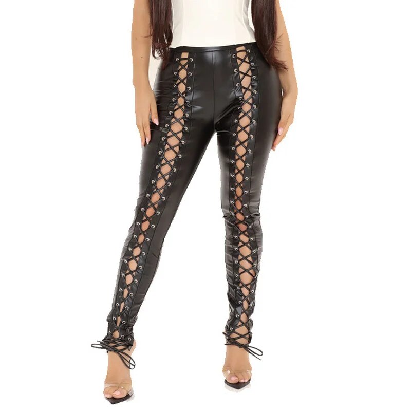 Lace Up Latex Pants