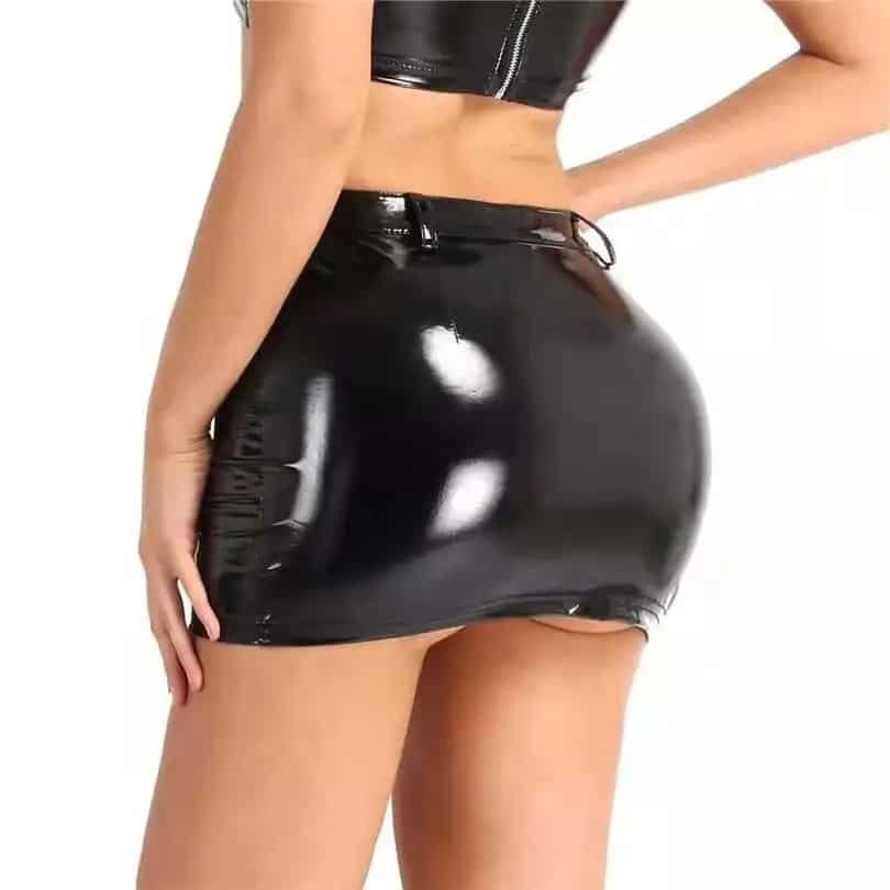 Black Latex Mini Skirt