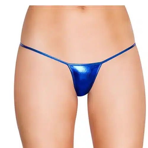 blue micro latex thong